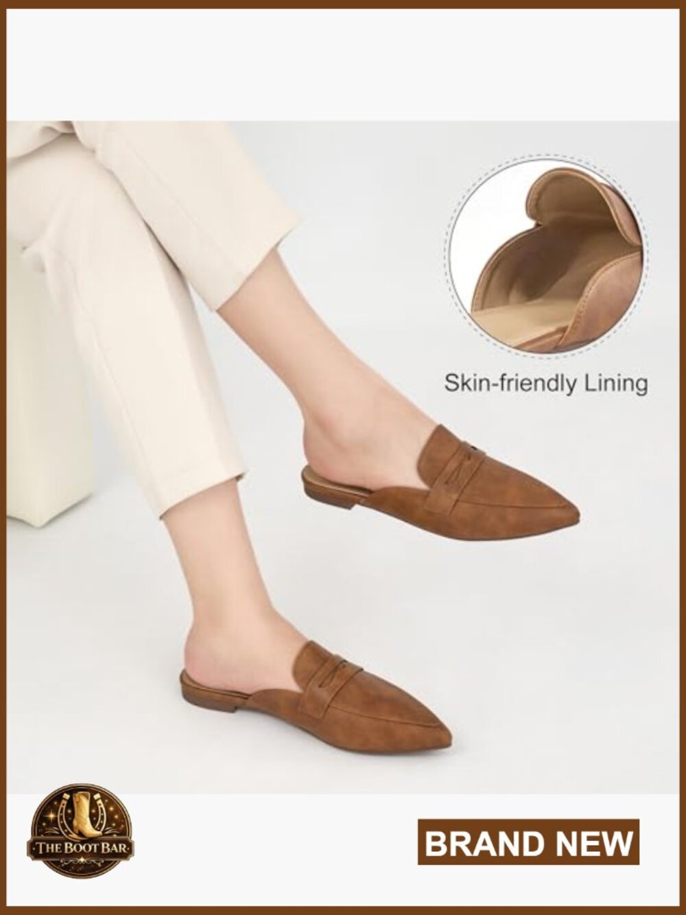 Slingback Flats Mules for Women Pointed Toe Backless Loafers Business Casual - Picture 5 of 7